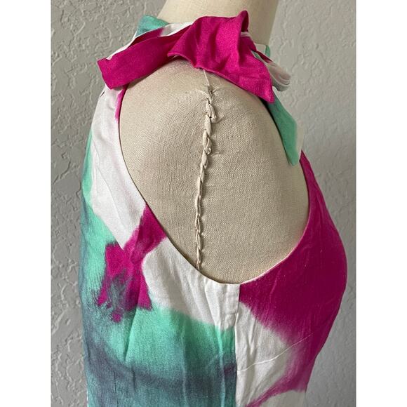 Busayo Collective Pink Green Halter Maxi Dress - Picture 6 of 12